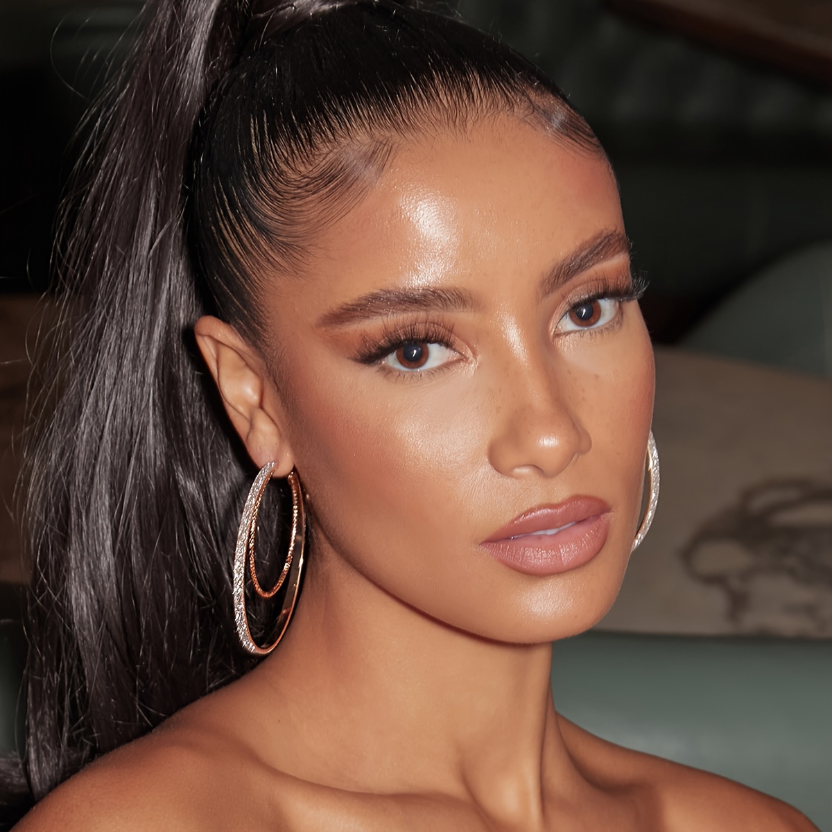 18K Golden Plated Geometric Large Earrings